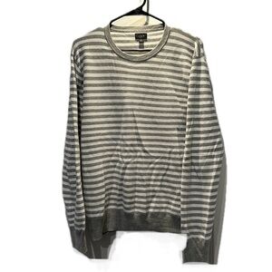 J Crew Grey and White Stripped Sweater
